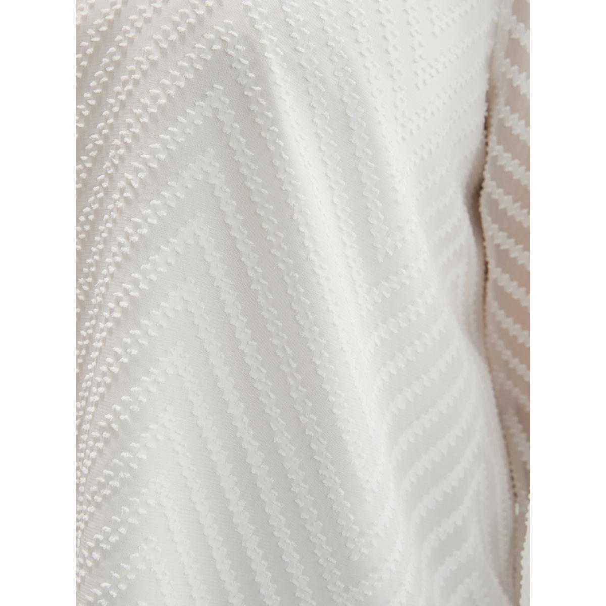 Plus Size Ivory Geometric Mesh Crochet Lace V Neck Blouse Women Elegant Long Sleeve V-neck Dailywear Blouses BloomChic 26/4X Product Image