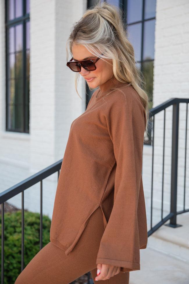 All Set Chocolate Solid Sweater Set SALE Product Image