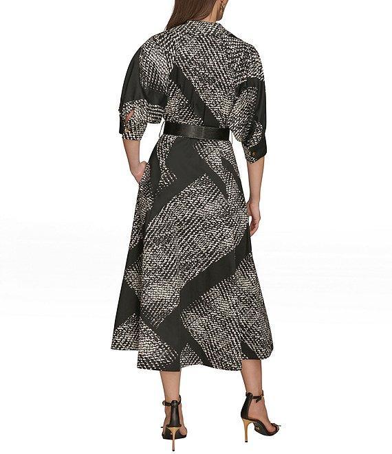 Donna Karan Cotton Sateen Button Front Midi Dress Product Image