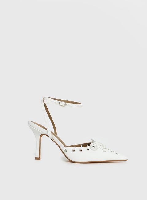 Nilah Pointed Toe Heels White Product Image