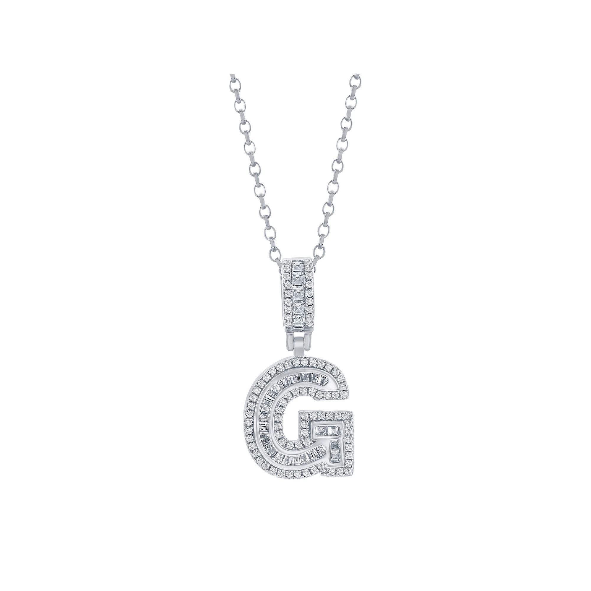 Argento Bella Sterling Silver Cubic Zirconia Initial Pendant Necklace, Women's, Size: 18", Sterling E Product Image