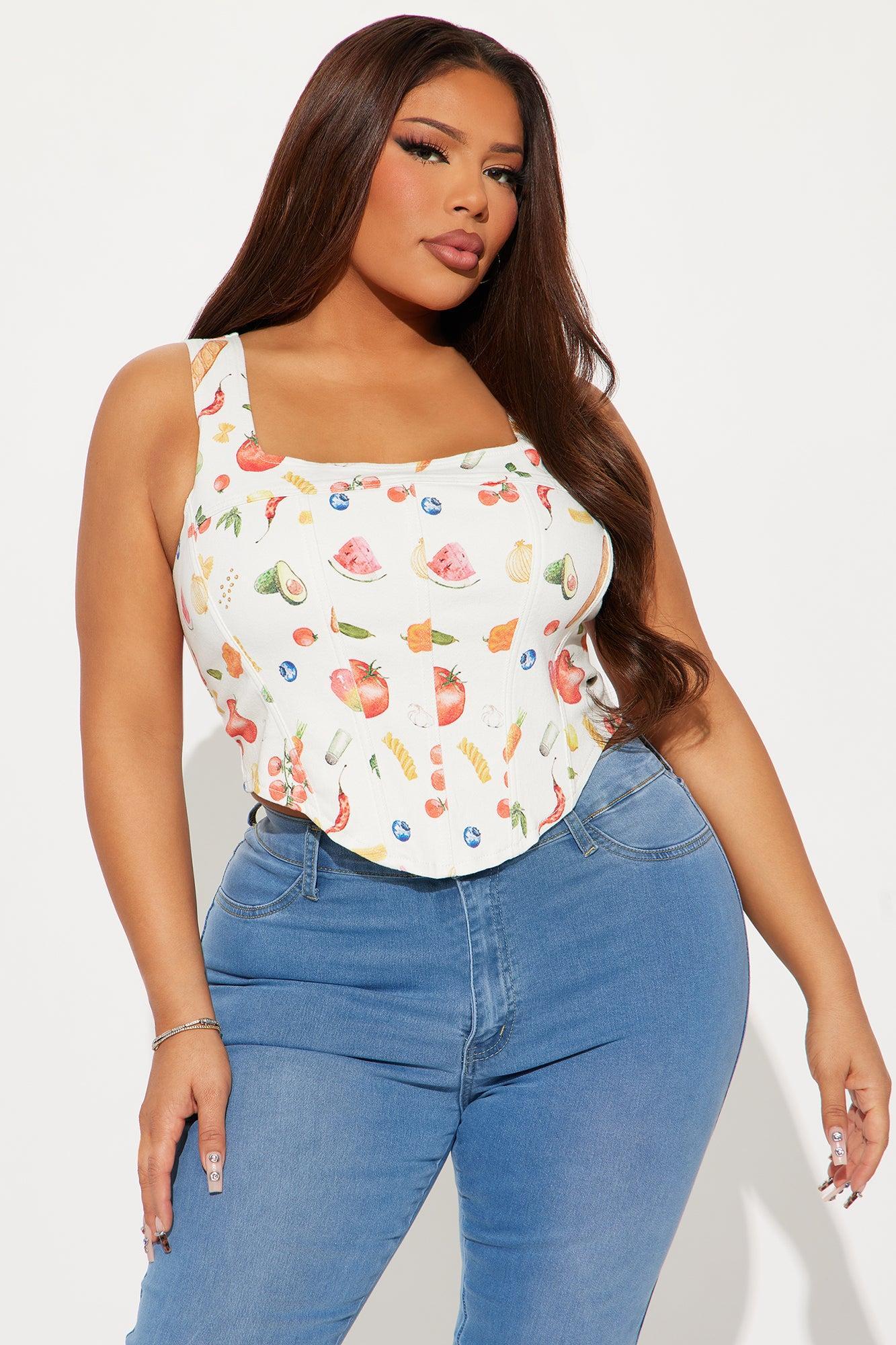 Dinner Is Served Corset Top - White/combo Product Image