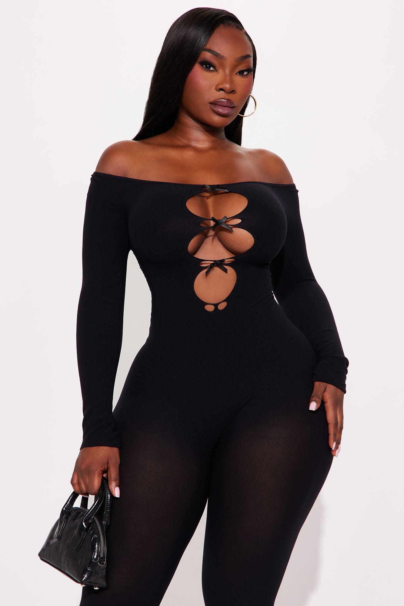 All Bowed Up Seamless Jumpsuit - Black Product Image