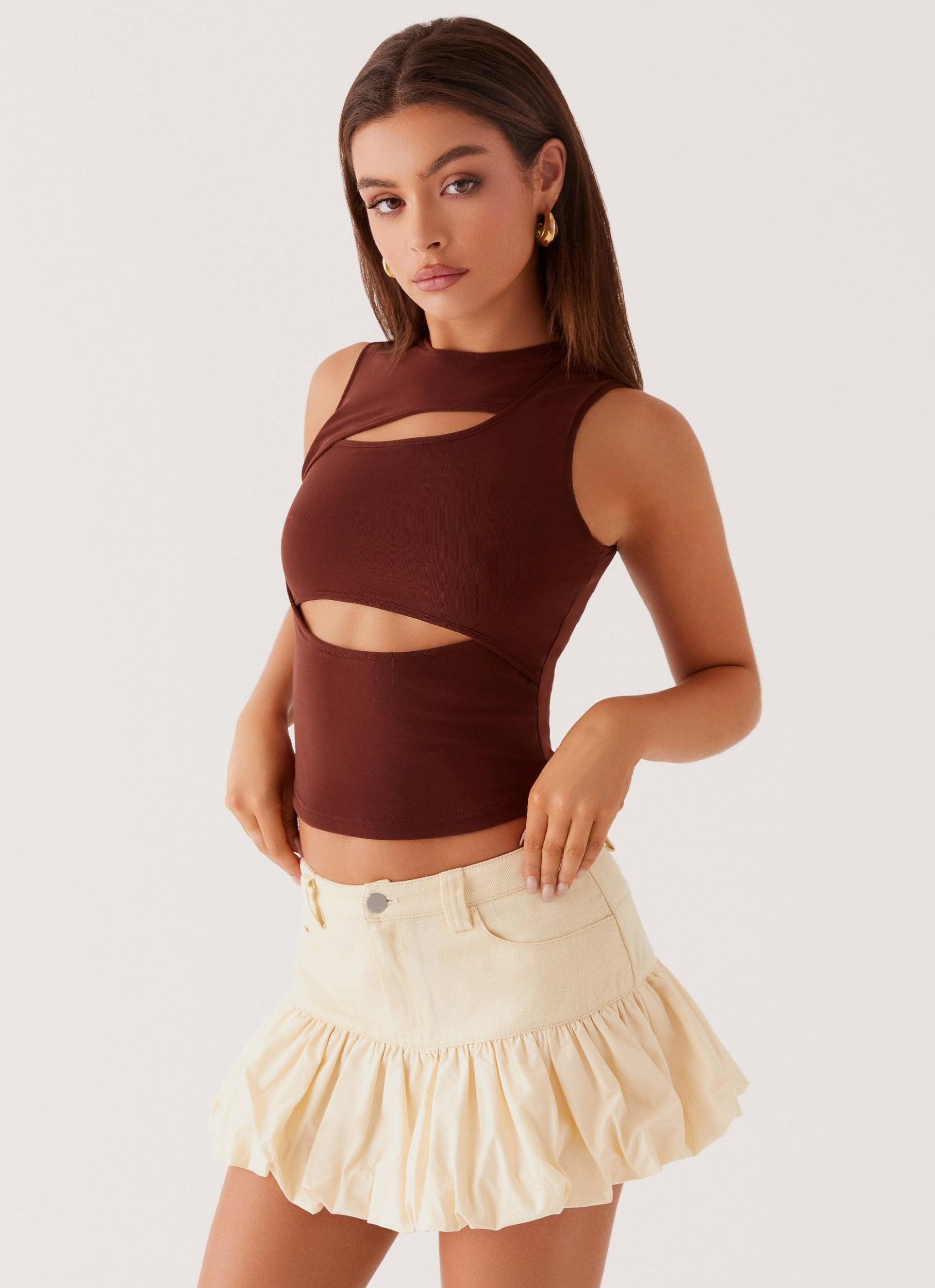 Kali Denim Mini Skirt - Ivory Product Image