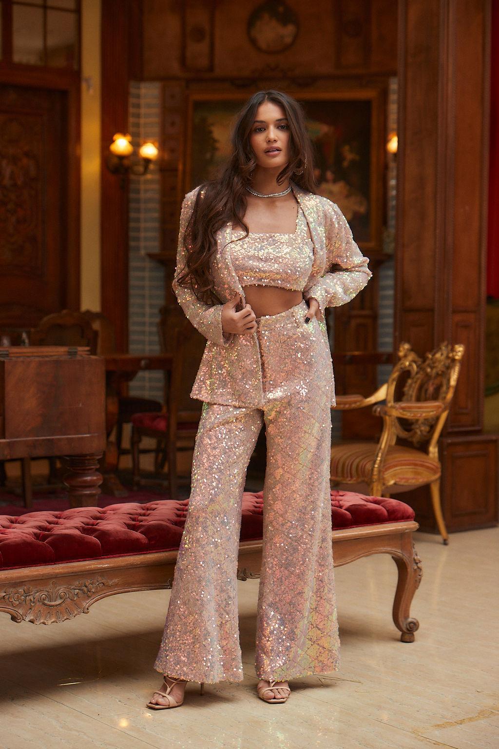 Marina Mermaid Print Sequin Blazer Product Image
