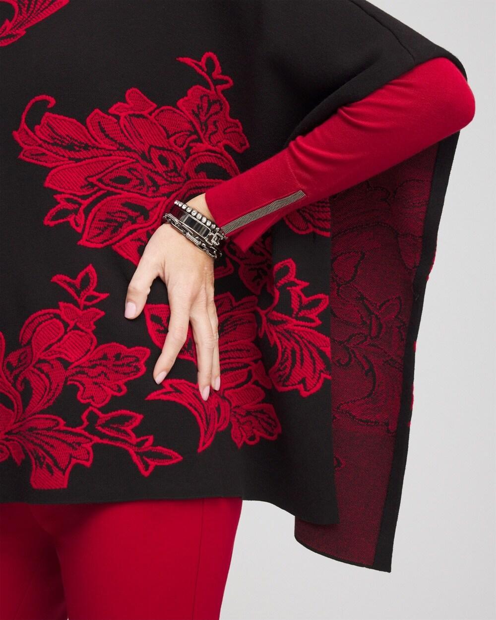 Jacquard Embroidered Mock Neck Poncho Product Image
