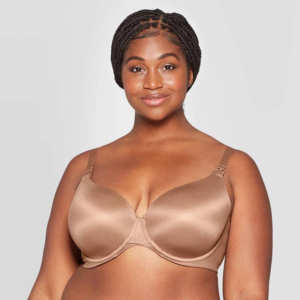 Womens Nursing Full Coverage T-Shirt Bra - Auden Cocoa 44D: Adjustable Convertible Straps, Lightly Lined Molded Cup Product Image
