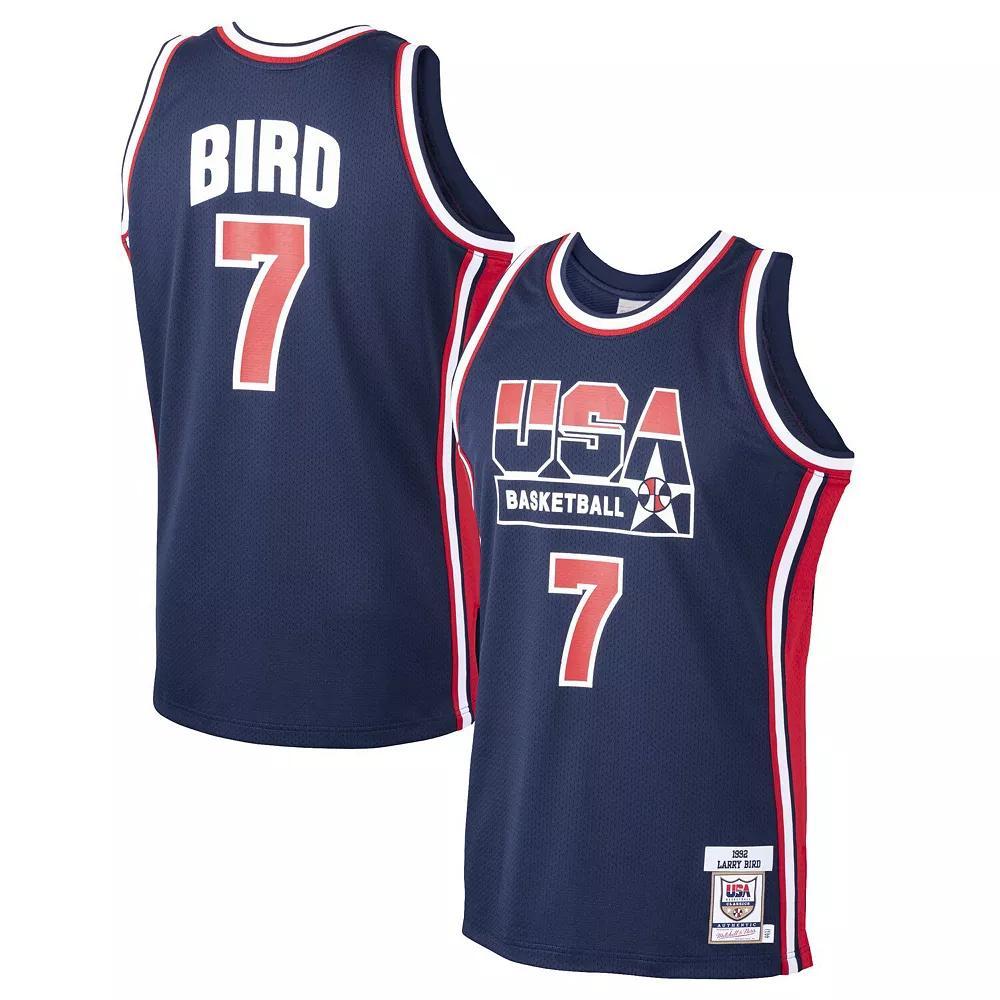 Men's Mitchell & Ness Larry Bird Navy USA Basketball Home 1992 Dream Team Authentic Jersey, Size: Small, Blue Product Image