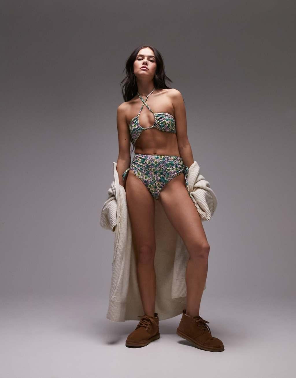 Topshop mix and match ditsy floral halterneck bikini top Product Image