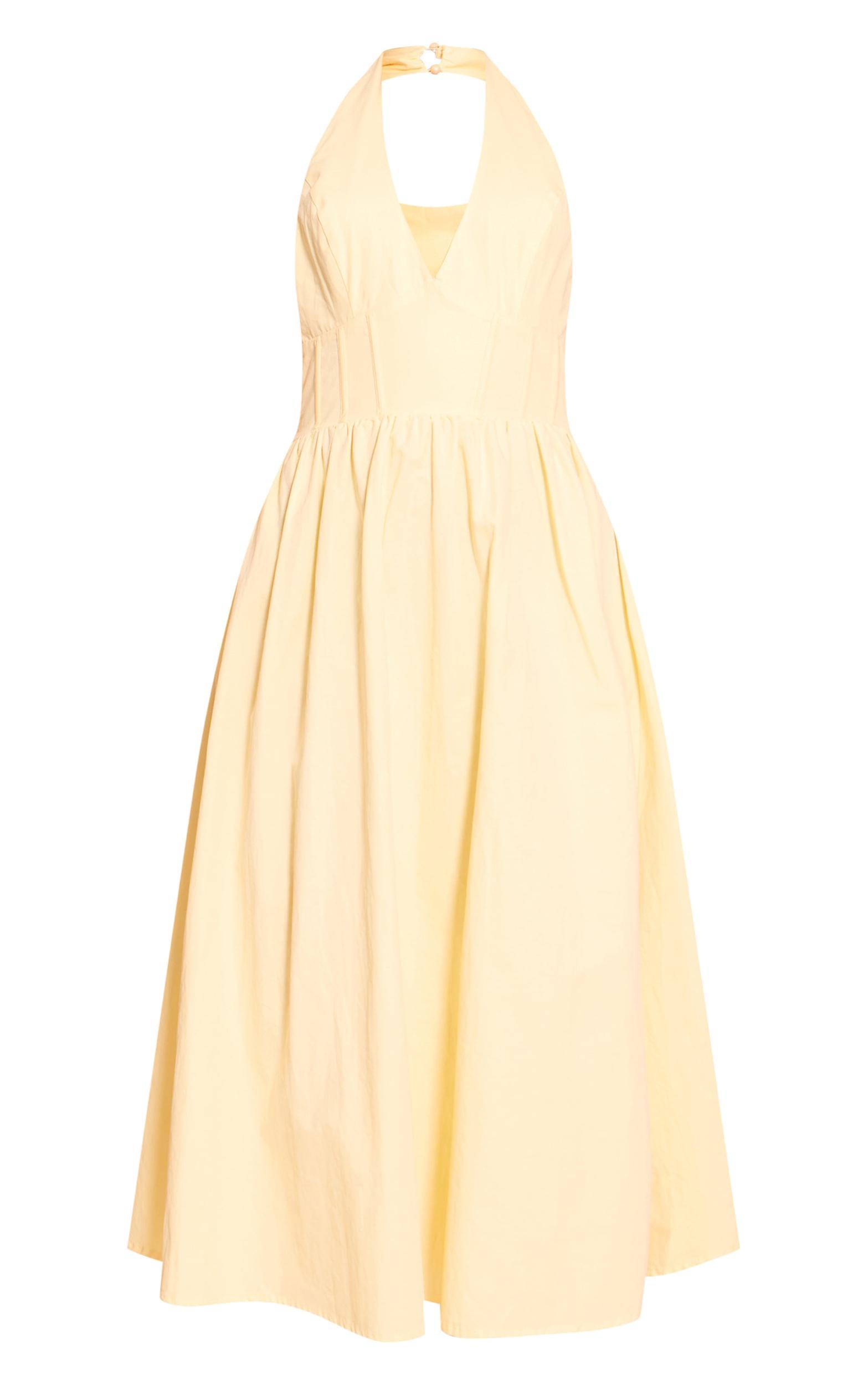 Lemon Woven Halterneck Sleeveless Midaxi Dress Product Image