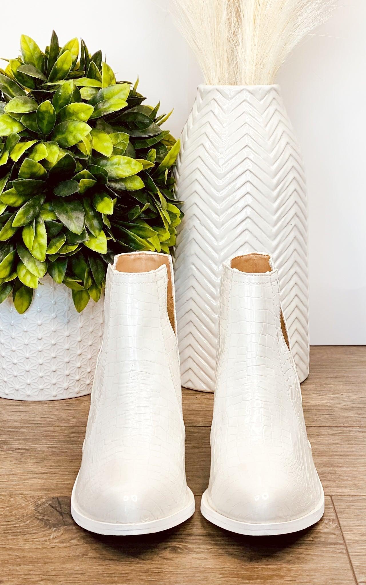 Tarim Bootie in White Croc (Online Exclusive) Product Image