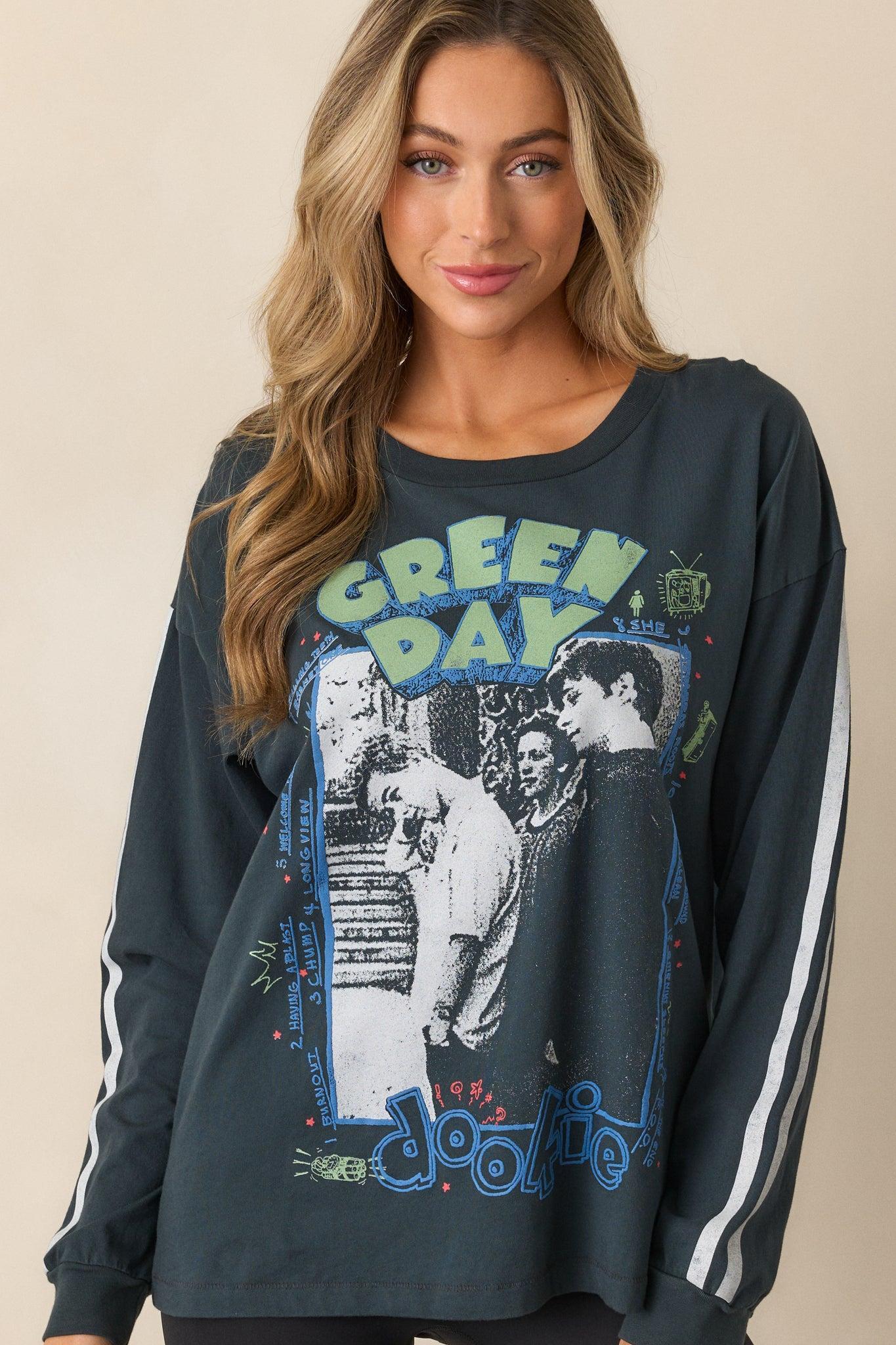 Green Day Cotton Vintage Black Long Sleeve Tee Product Image