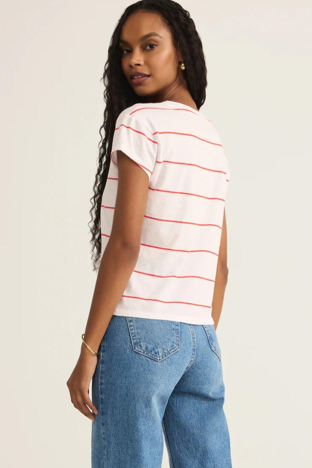 Striped Modern V-Neck Tee Product Image