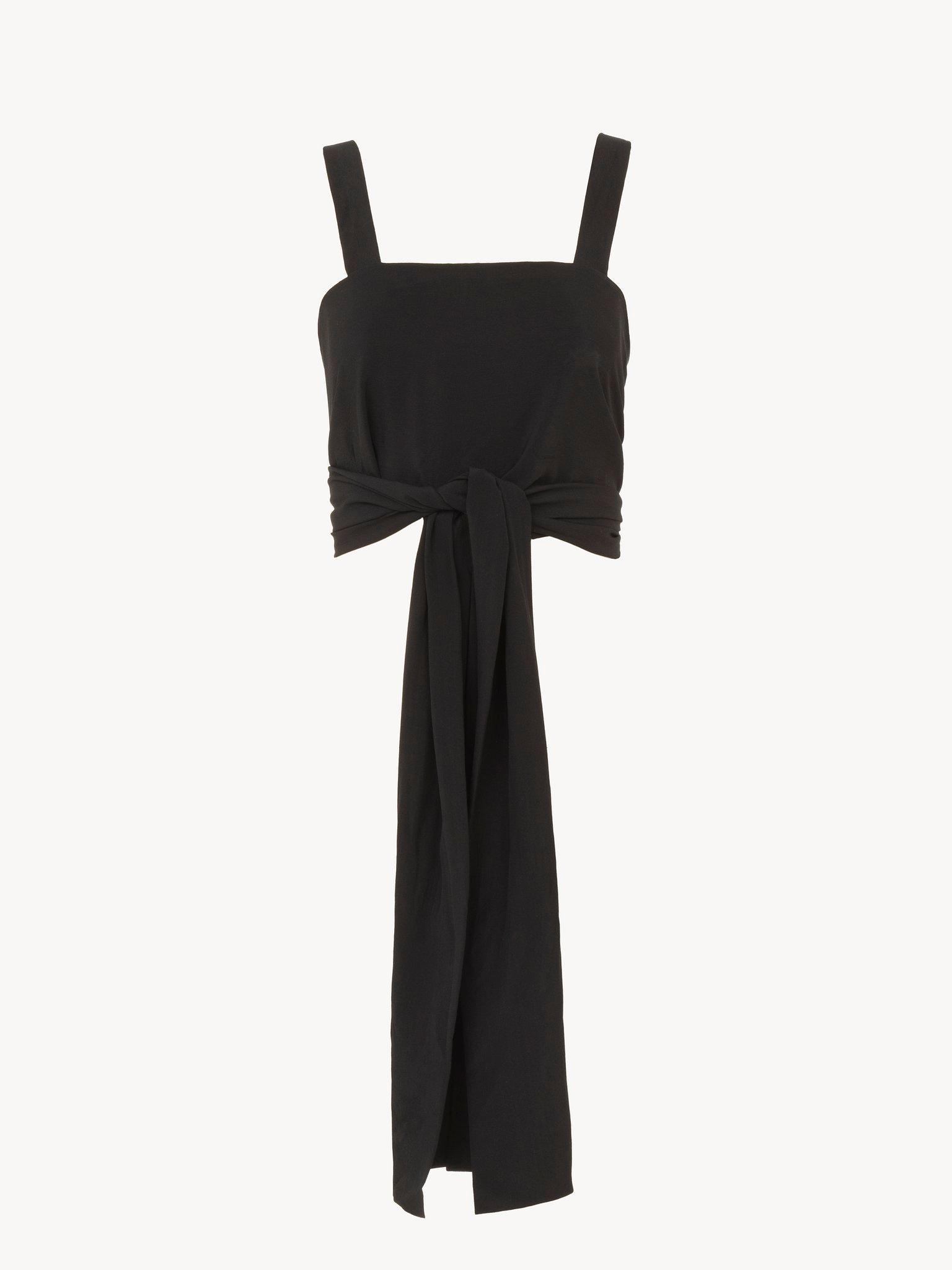 Cropped front-tie tank top in crêpe de chine Product Image