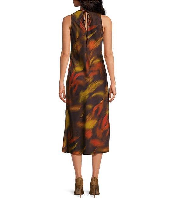 Gianni Bini Fiona Blur Satin Scoop Neck Sleeveless Slip Midi Dress Product Image