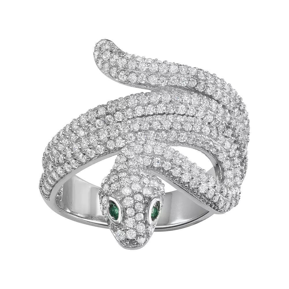 Designs by Gioelli Sterling Silver Cubic Zirconia Snake Ring, Women's, Size: 8 Product Image