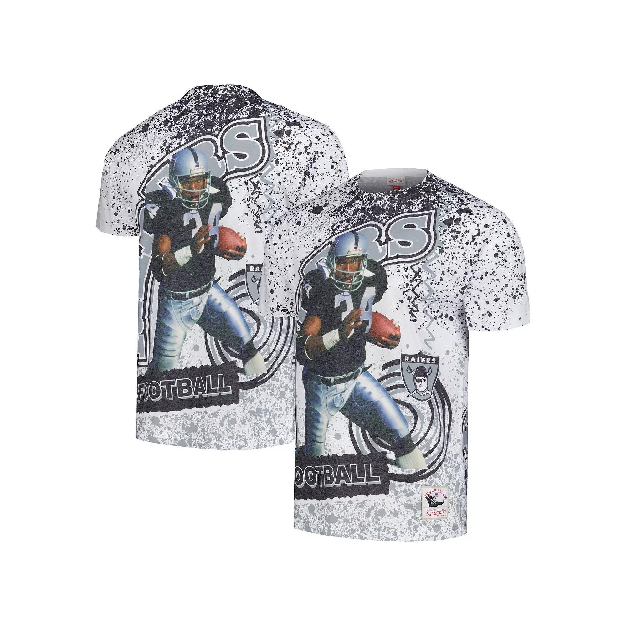 Men's Mitchell & Ness Bo Jackson White Las Vegas Raiders Retired Player Name & Number Burst T-Shirt, Size: Small, Lvr White Product Image