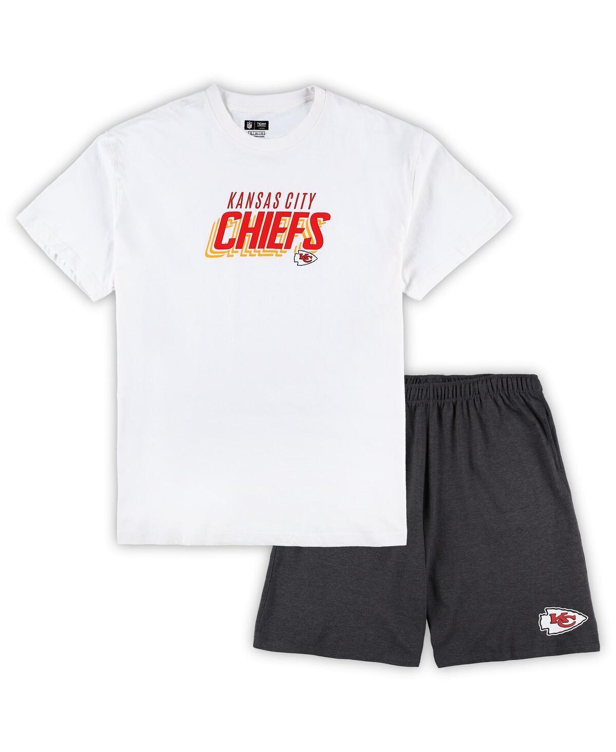 Men's Concepts Sport White/Charcoal Kansas City Chiefs Big & Tall T-Shirt and Shorts Set, Size: 2XLT Product Image