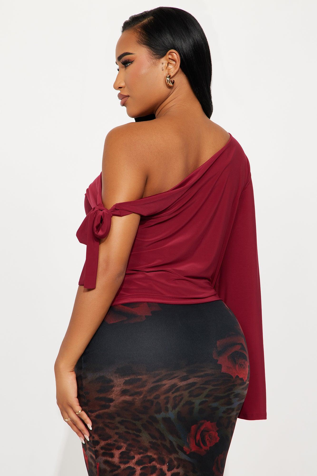 Fortuna Double Lined Off Shoulder Top - Burgundy Female Product Image