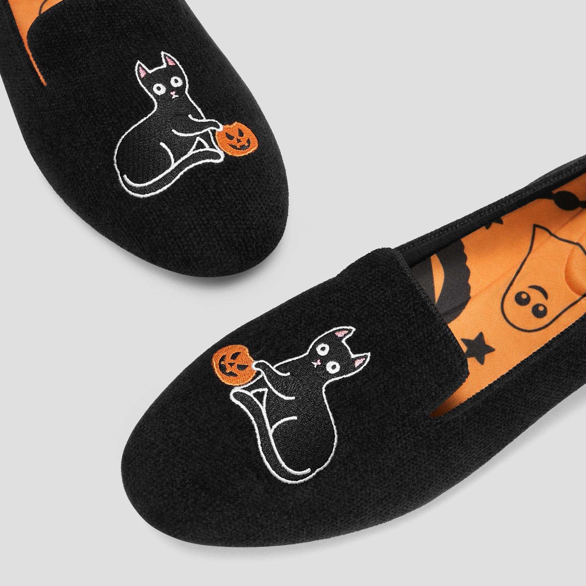 Halloween Limited Edition Round-Toe Embroidered Loafers (Audrey) Product Image