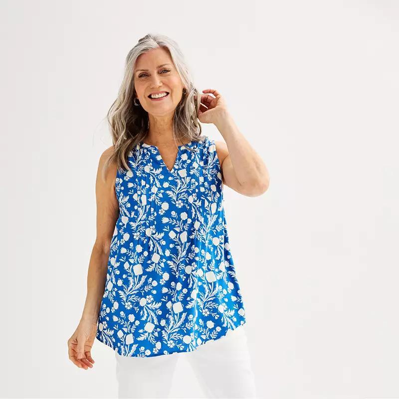 Women's Croft & Barrow® Pintuck Sleeveless Shell Top, Size: Medium, Red Fun Anchor Product Image