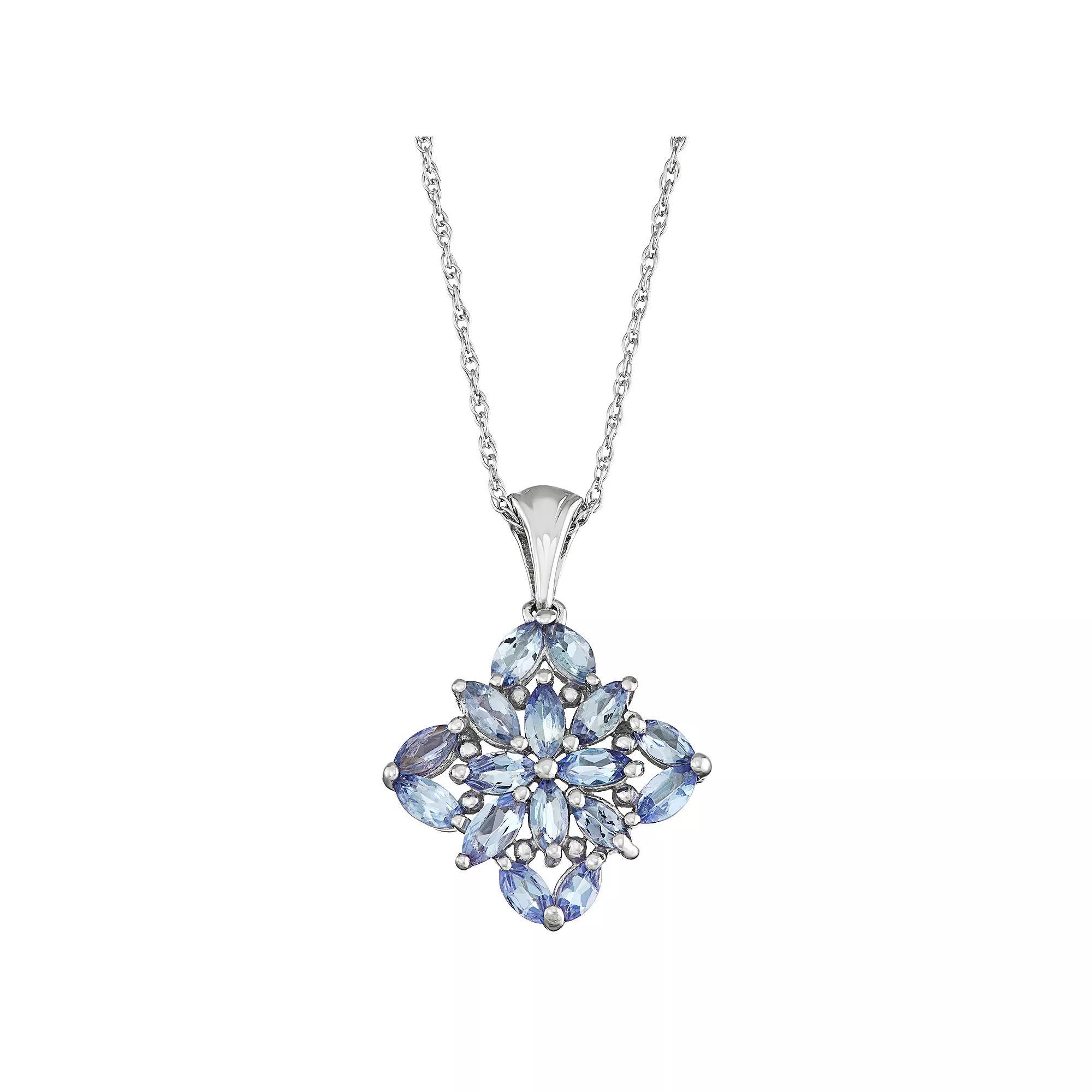 Jewelexcess Sterling Silver Tanzanite Floral Pendant Necklace, Women's, Size: 18", Blue Product Image