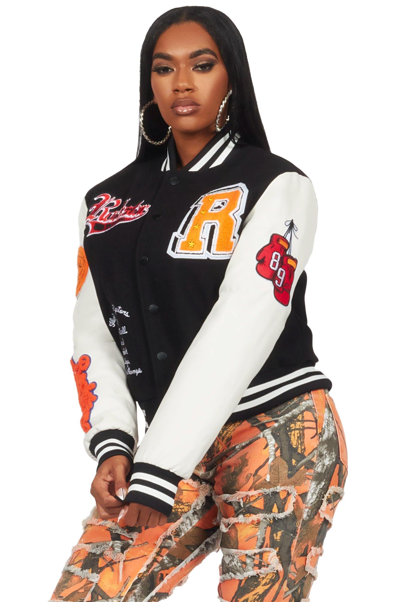 Rosalind Black Oversized Varsity Jacket Female Product Image