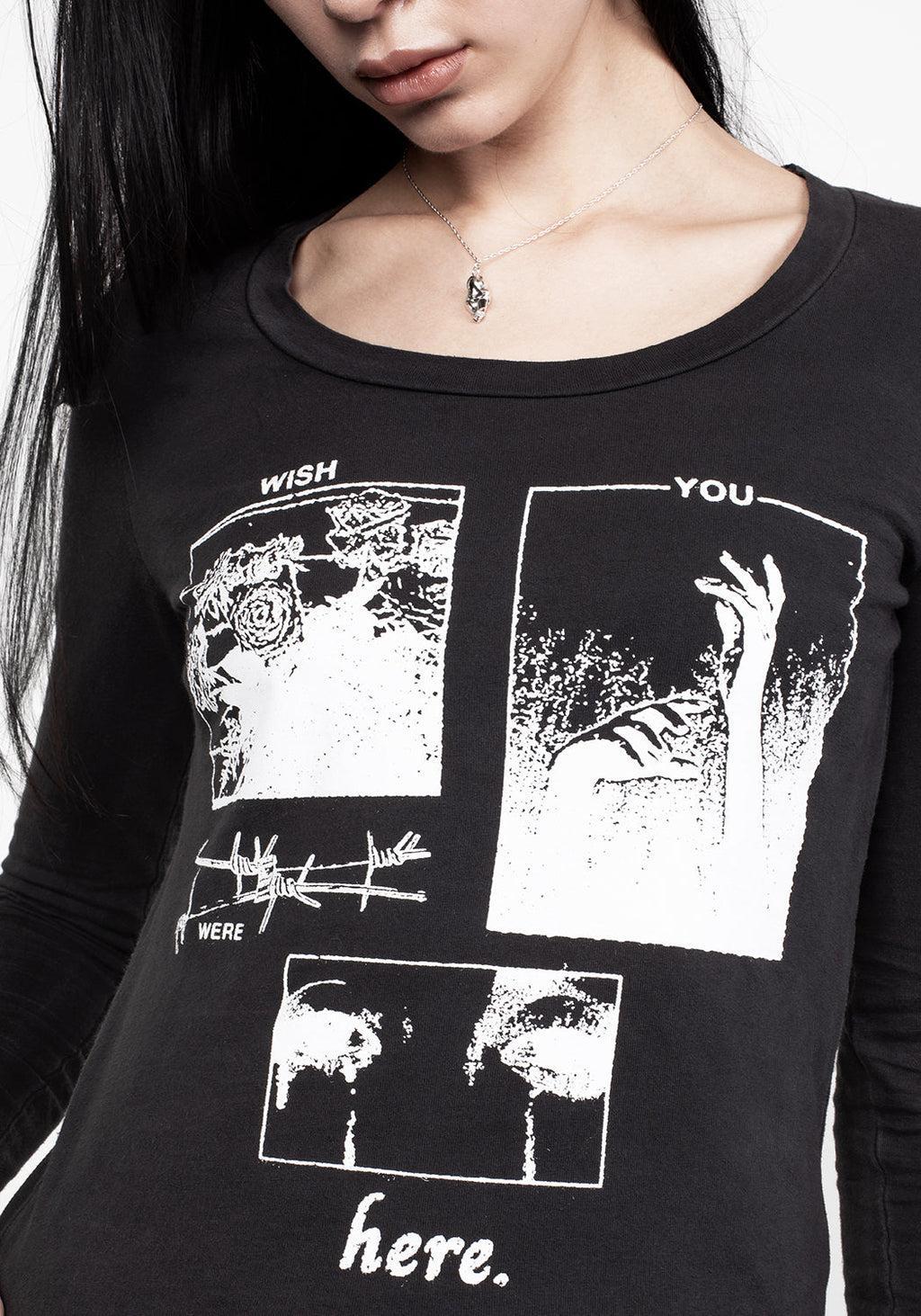Wish Washed Black Scoop Neck T-Shirt Product Image