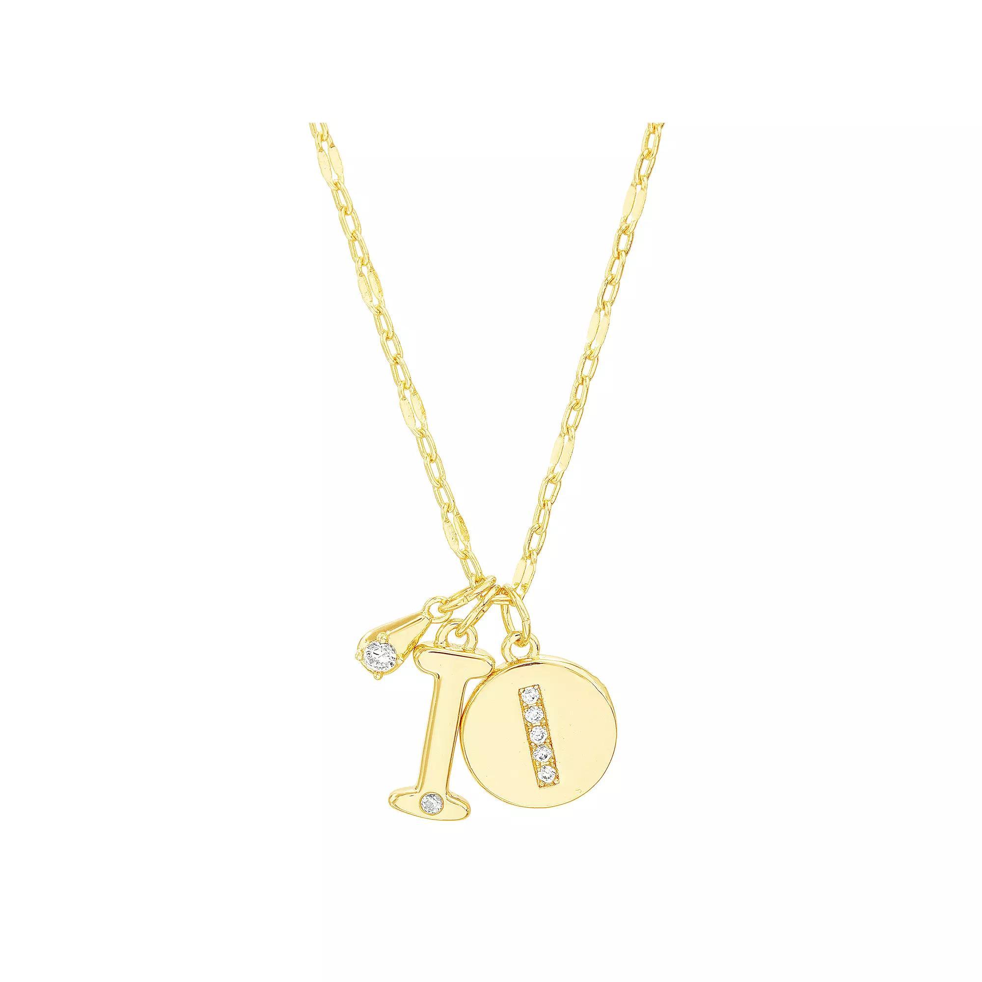 Paige Harper 14k Gold Flash Plated V-Cluster Initial & Cubic Zirconia Charm Necklace, Womens Gold Tone I Product Image