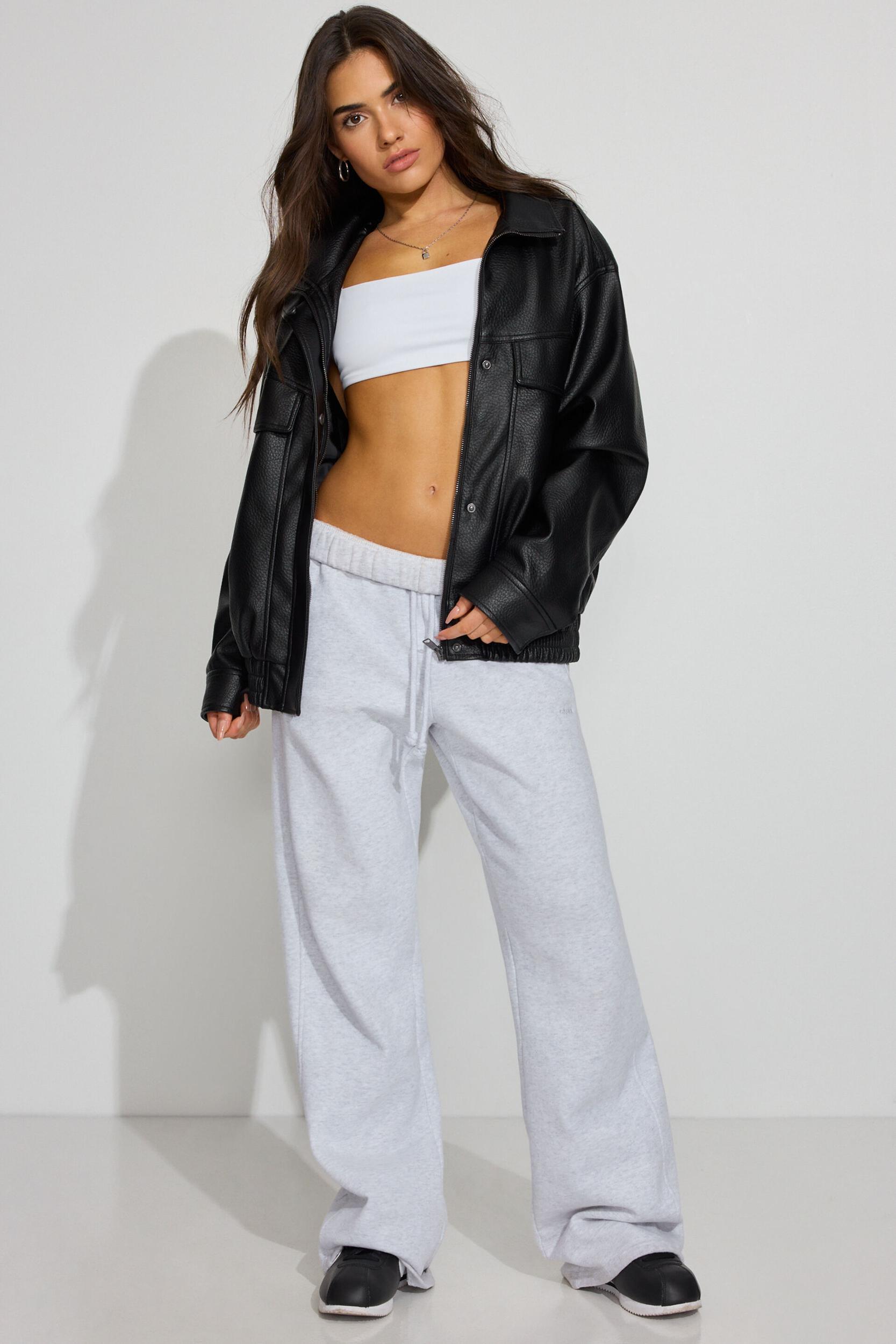 Oversized Faux Leather Bomber Product Image