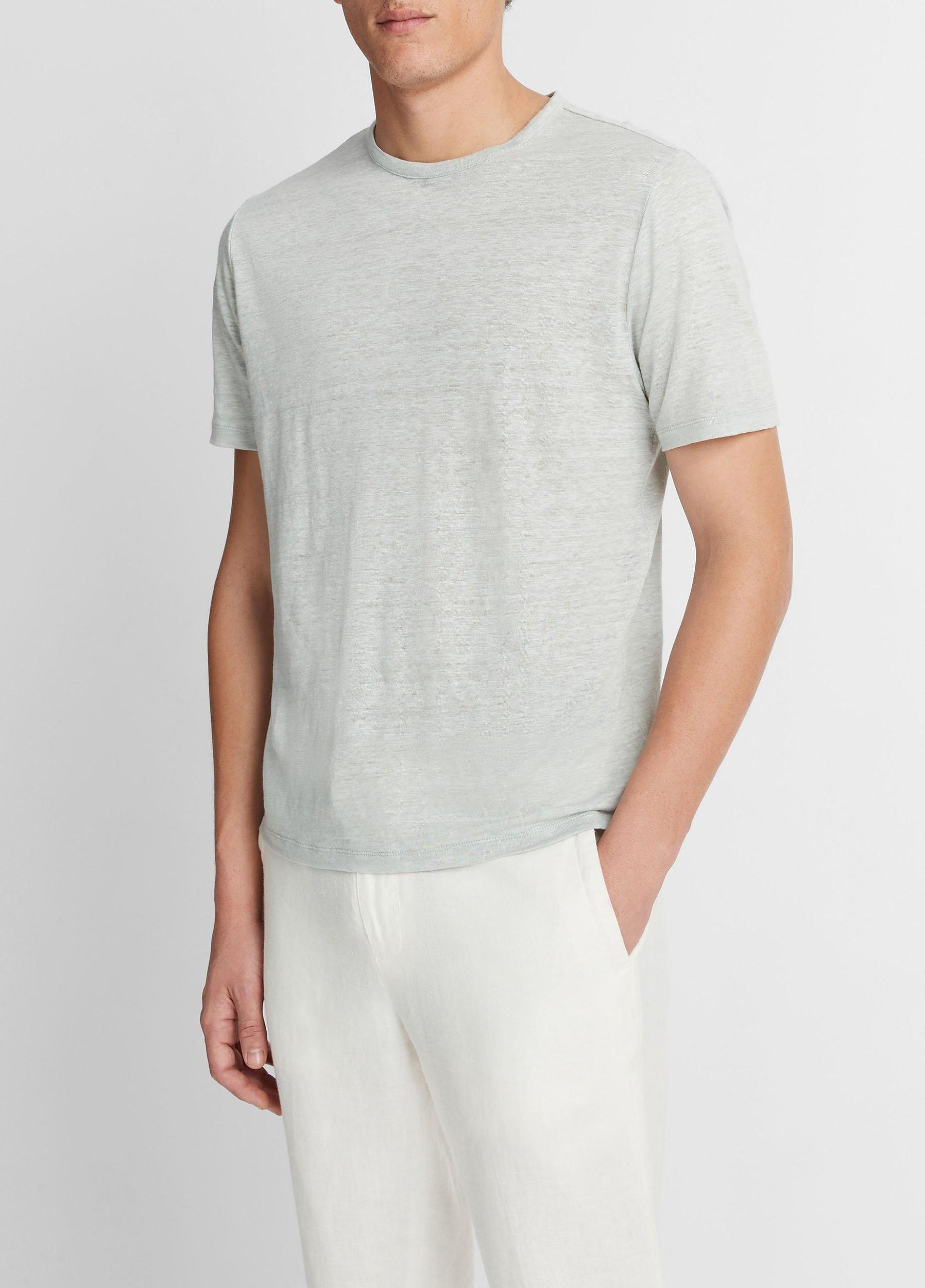 Mens Linen Crew Neck T-Shirt, Hillside Blue, Size XL Vince Product Image