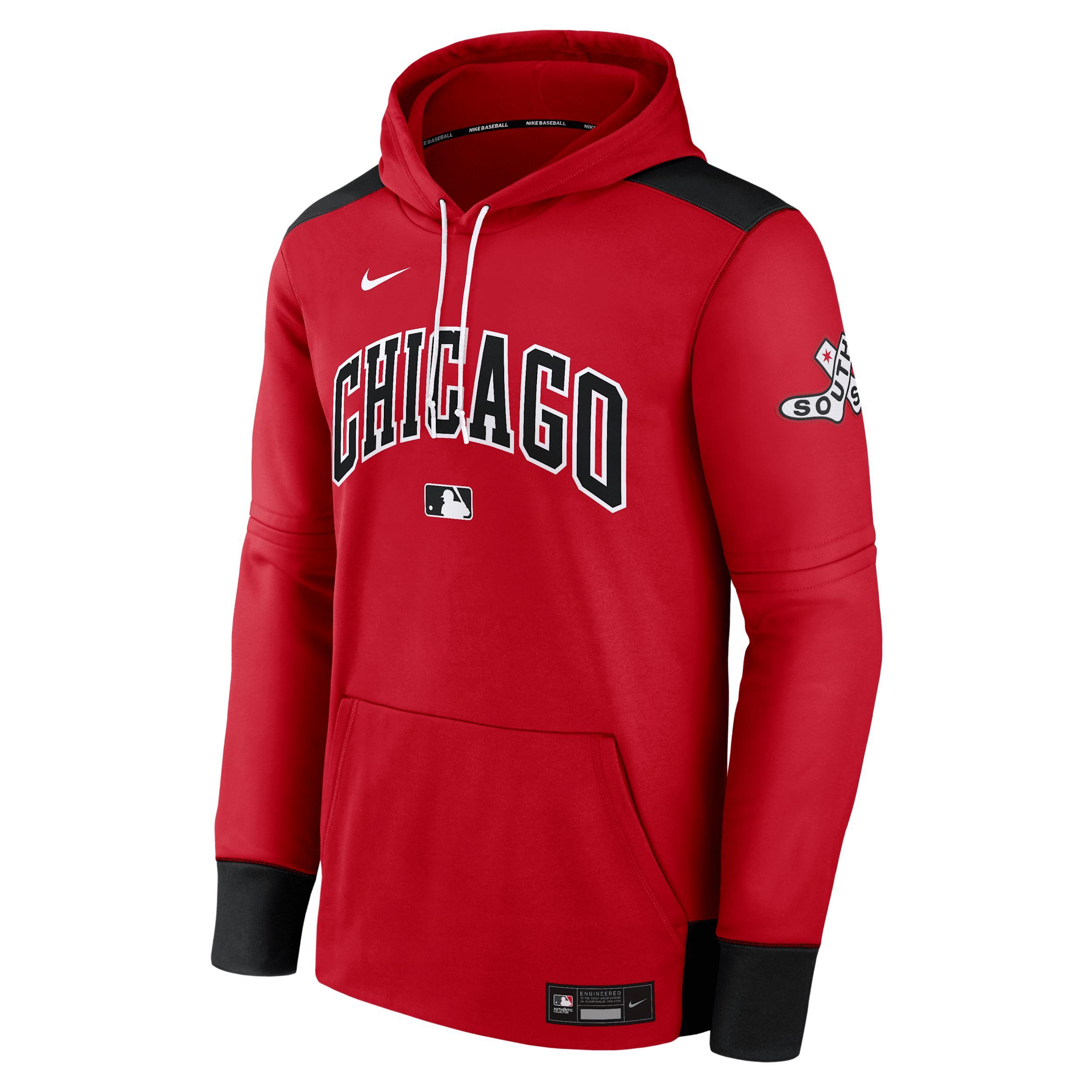 Men's New York Mets Authentic Collection City Connect Nike Therma MLB Pullover Hoodie Product Image