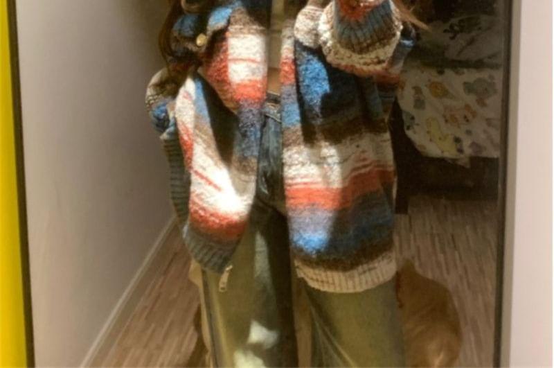 Stand Collar Melange Zip Cardigan Product Image