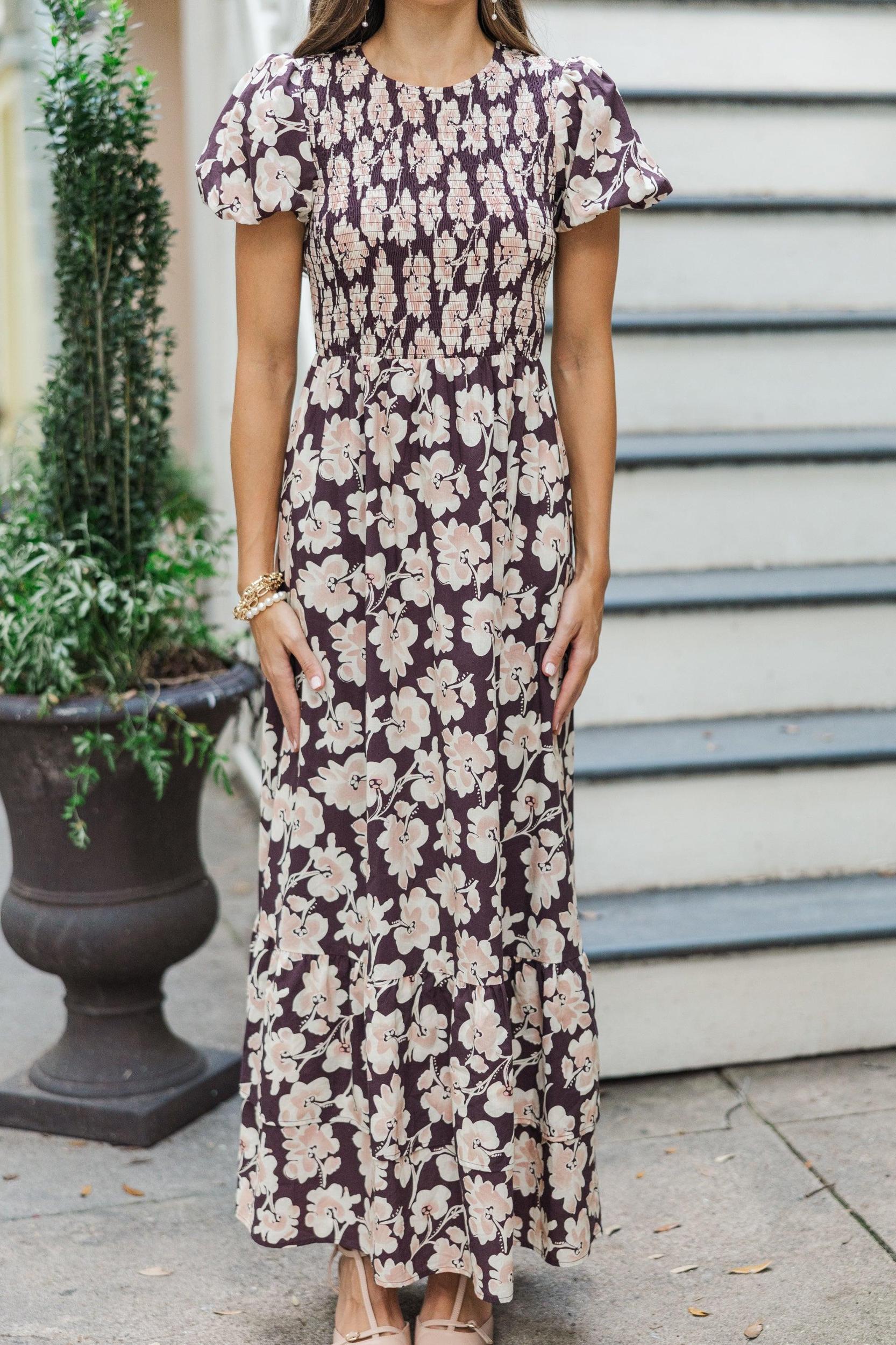 Make The Right Choice Plum Purple Floral Maxi Dress Female Product Image