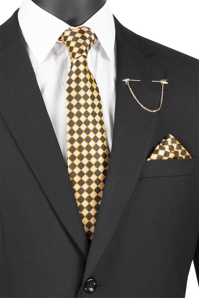 Nola Collection - Black Regular Fit 2 Piece Suit With Adjustable Waistband Pants Product Image