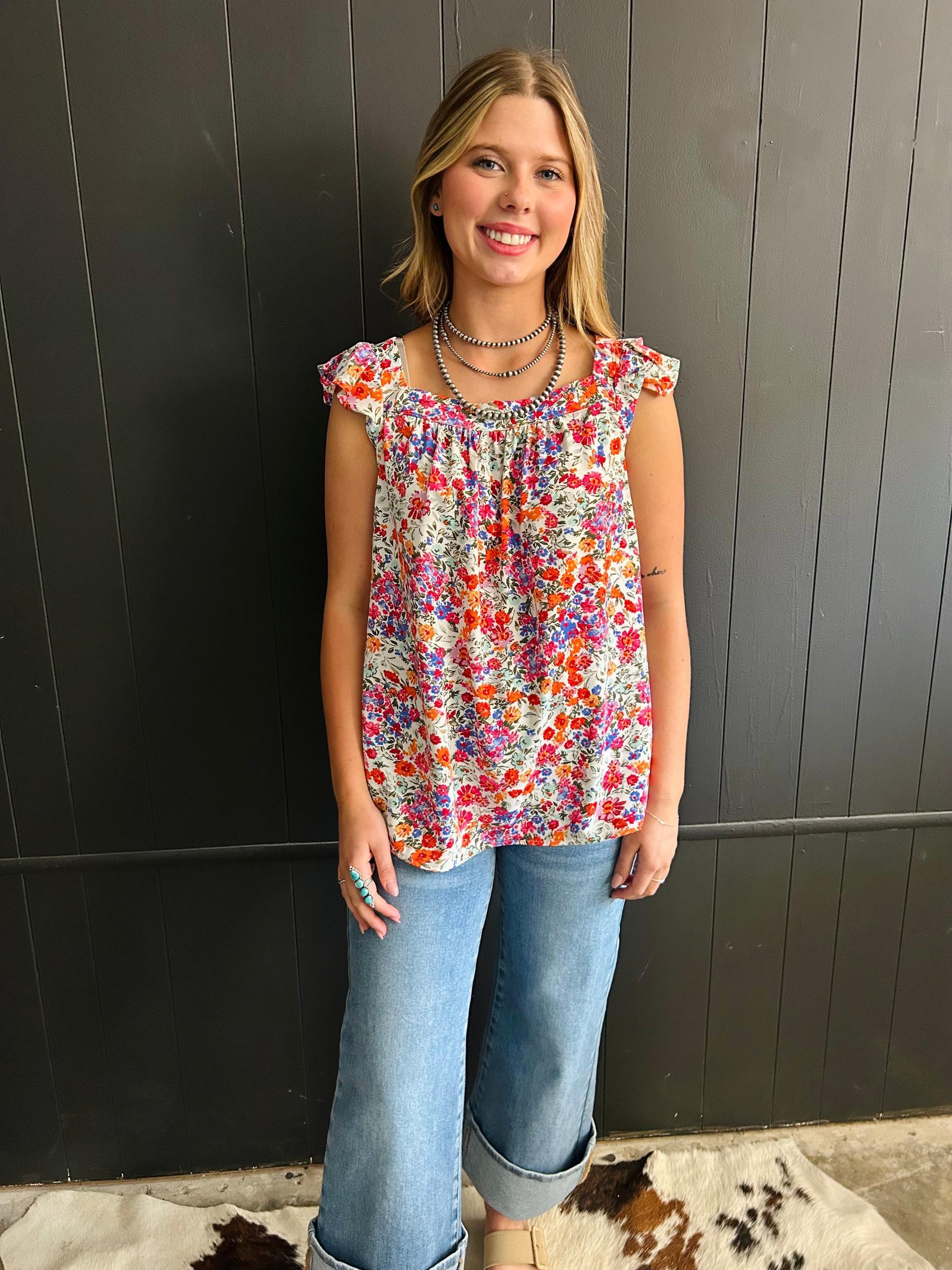 Floral Square Neck Tank Top Product Image