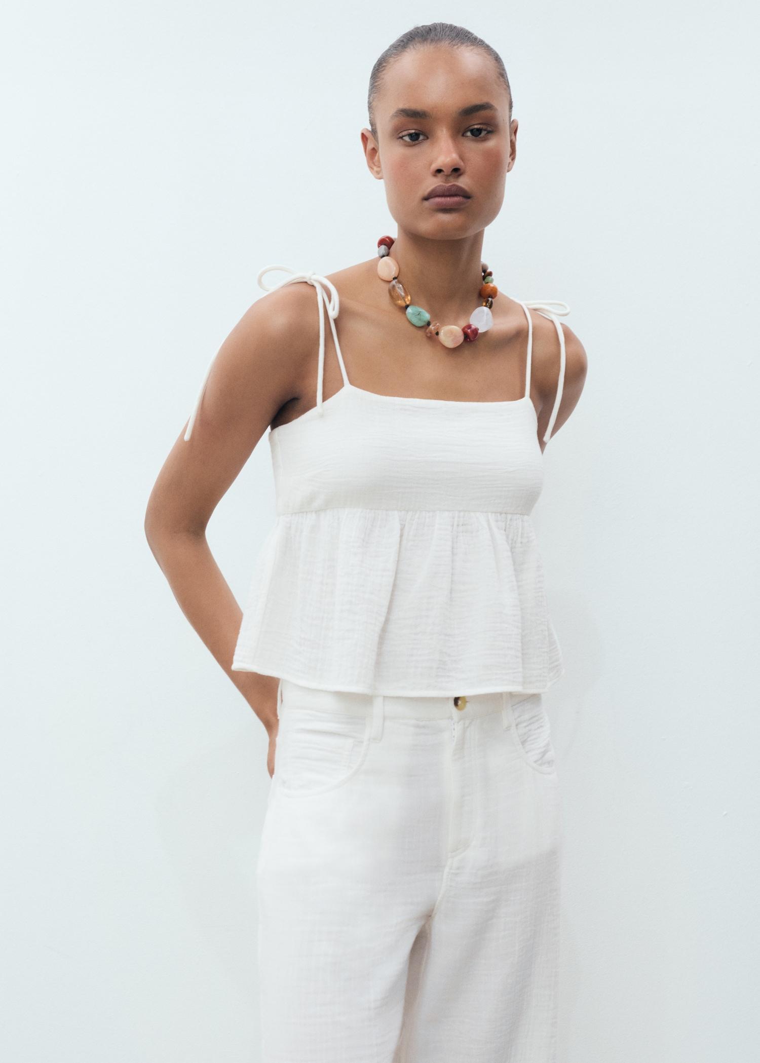Straight-fit cotton pants - Women | MANGO USA Product Image