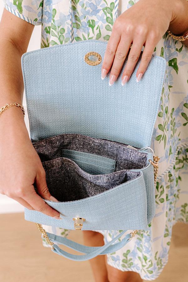 The Grace Faux Leather Crossbody in Sky Blue Product Image