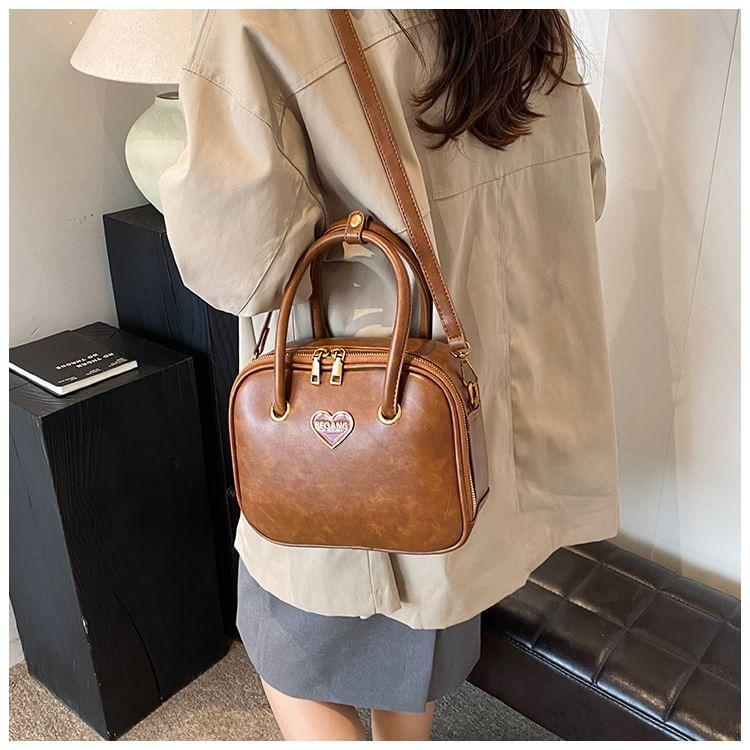 Faux Leather Heart Tag Crossbody Bag Product Image
