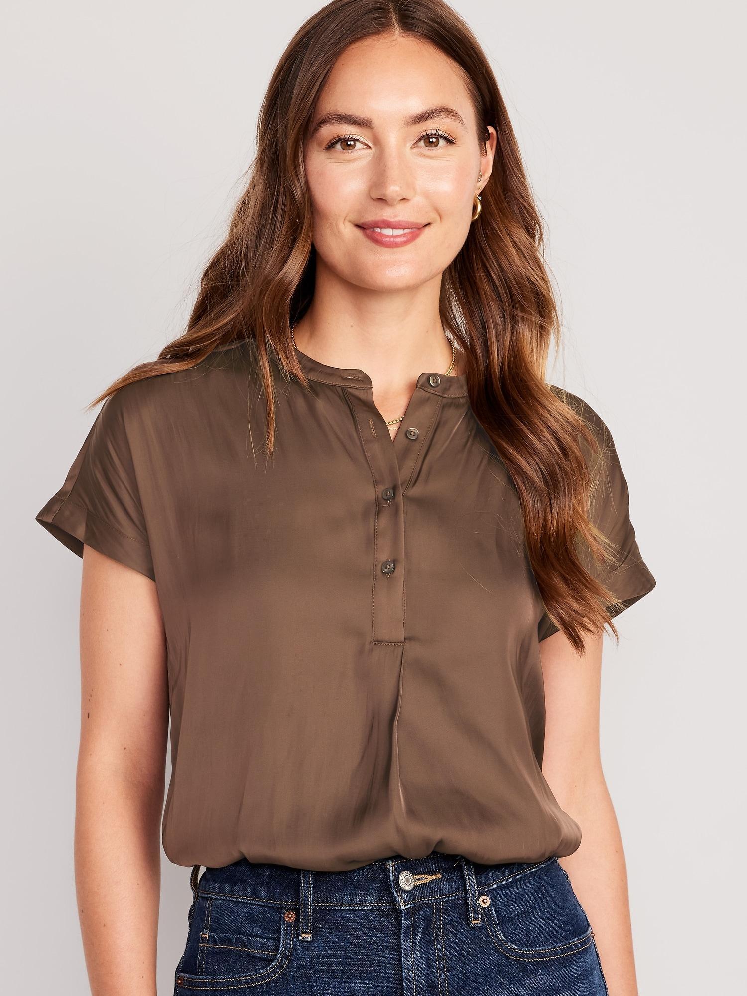 Dolman-Sleeve Satin Shirt Product Image