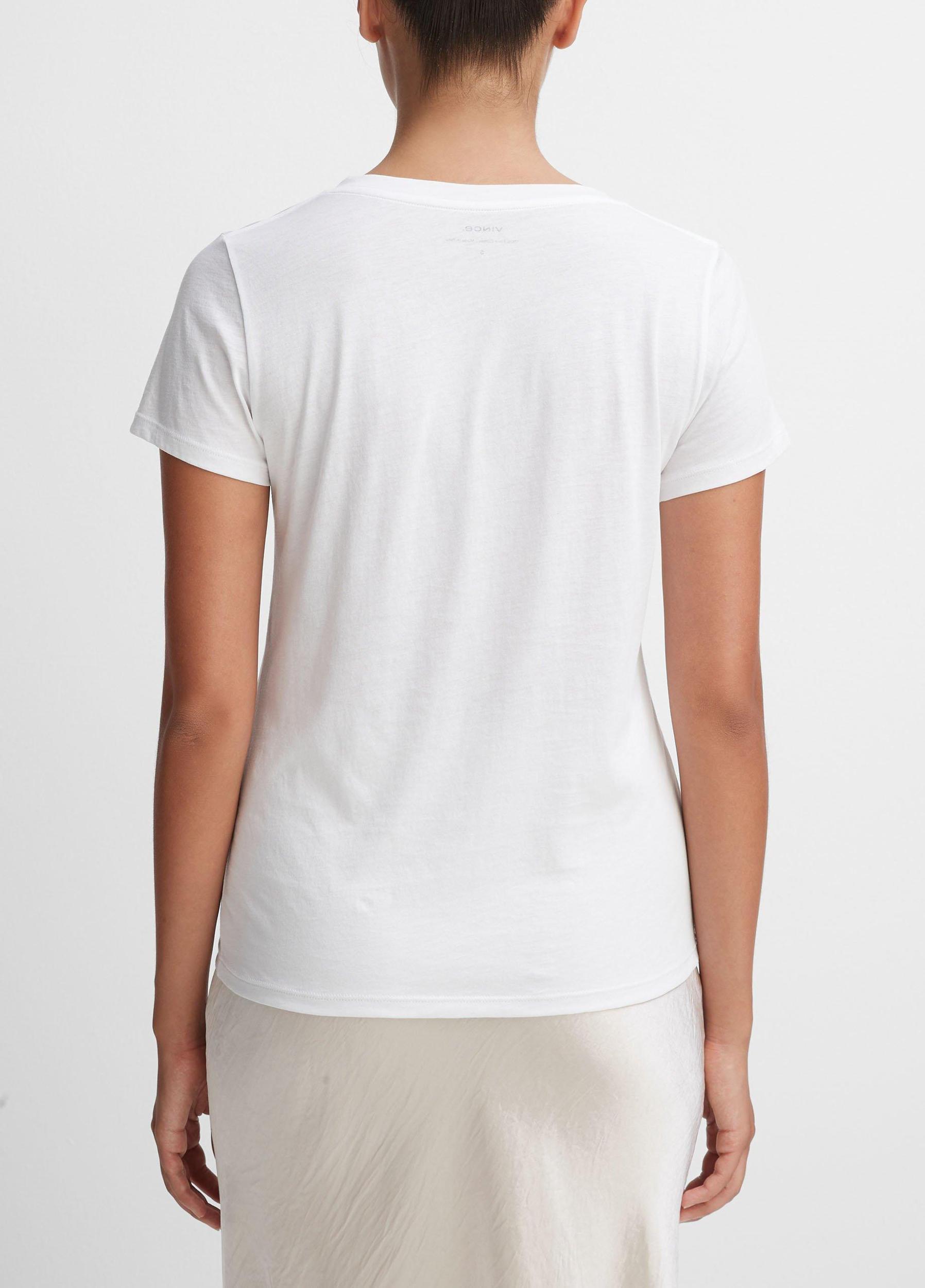 Womens Essential Pima Cotton V-Neck T-Shirt, Optic White, Size S Vince Product Image