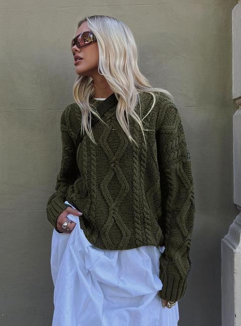 Anaya Oversized Sweater Olive Product Image