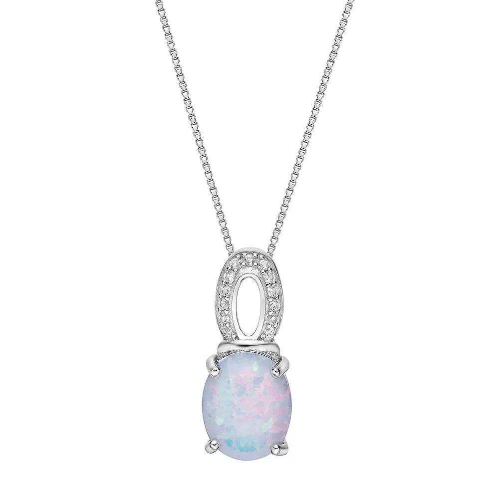 Gemminded Sterling Silver Lab-Created Opal & Lab-Created White Sapphire Pendant Necklace, Women's, Size: 18" Product Image