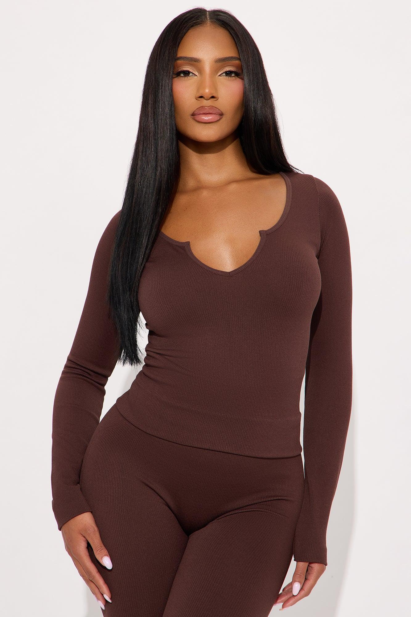 Mark My Words Seamless Legging Pant Set - Chocolate Product Image
