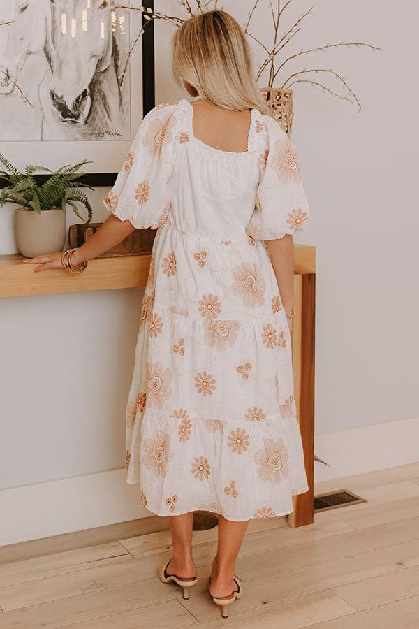 Whispering Fields Floral Embroidered Midi Dress Product Image