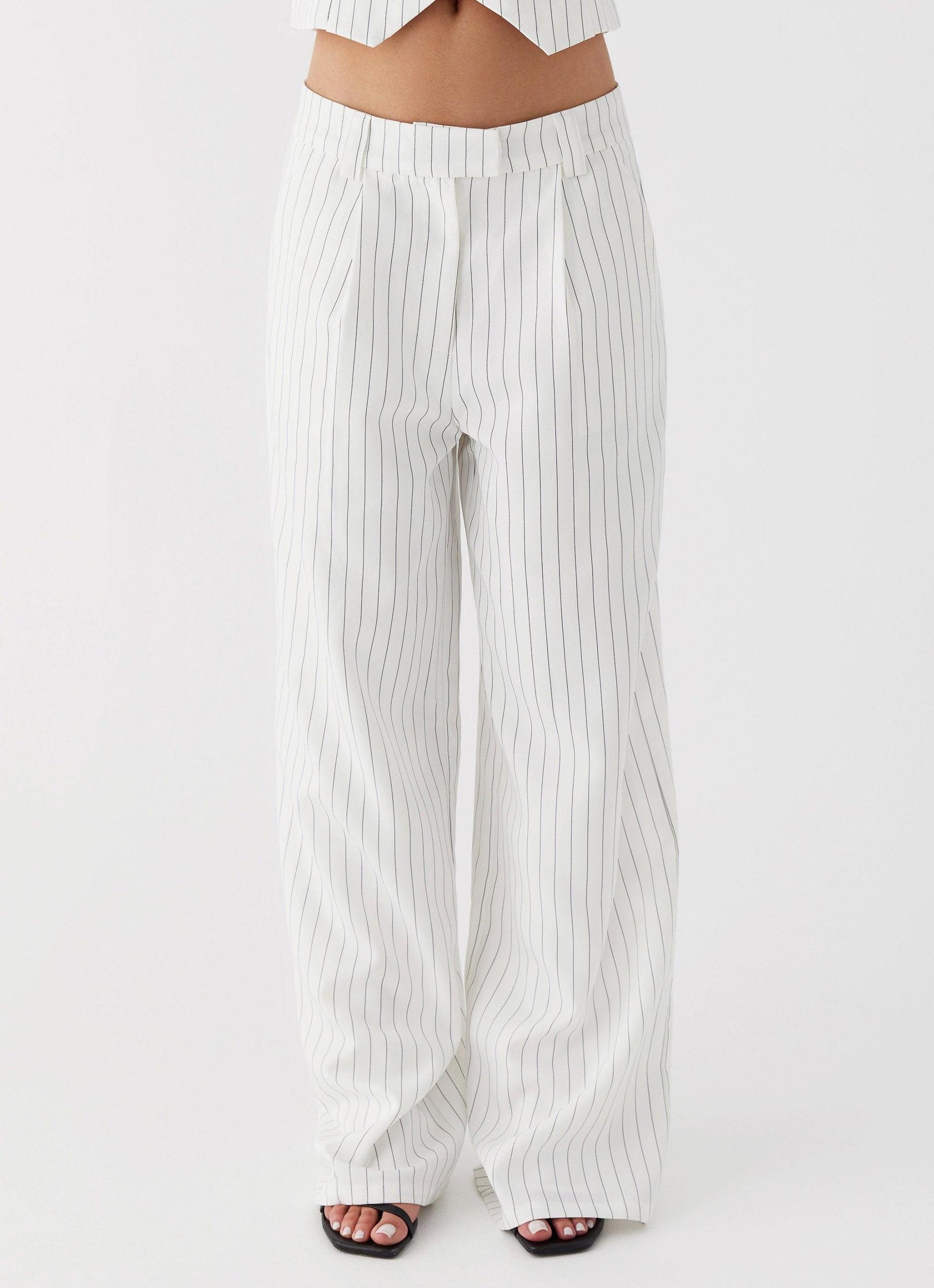 Midnight City Suit Pants - White Pinstripe Product Image