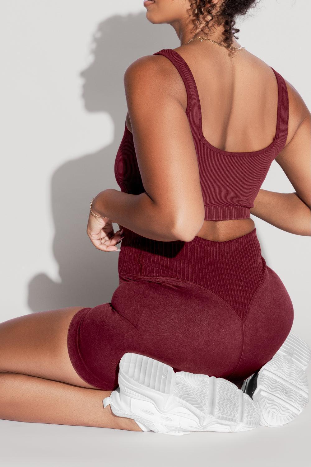 Crisscross Hourglass® Seamless Midi Shorts - Garnet Product Image