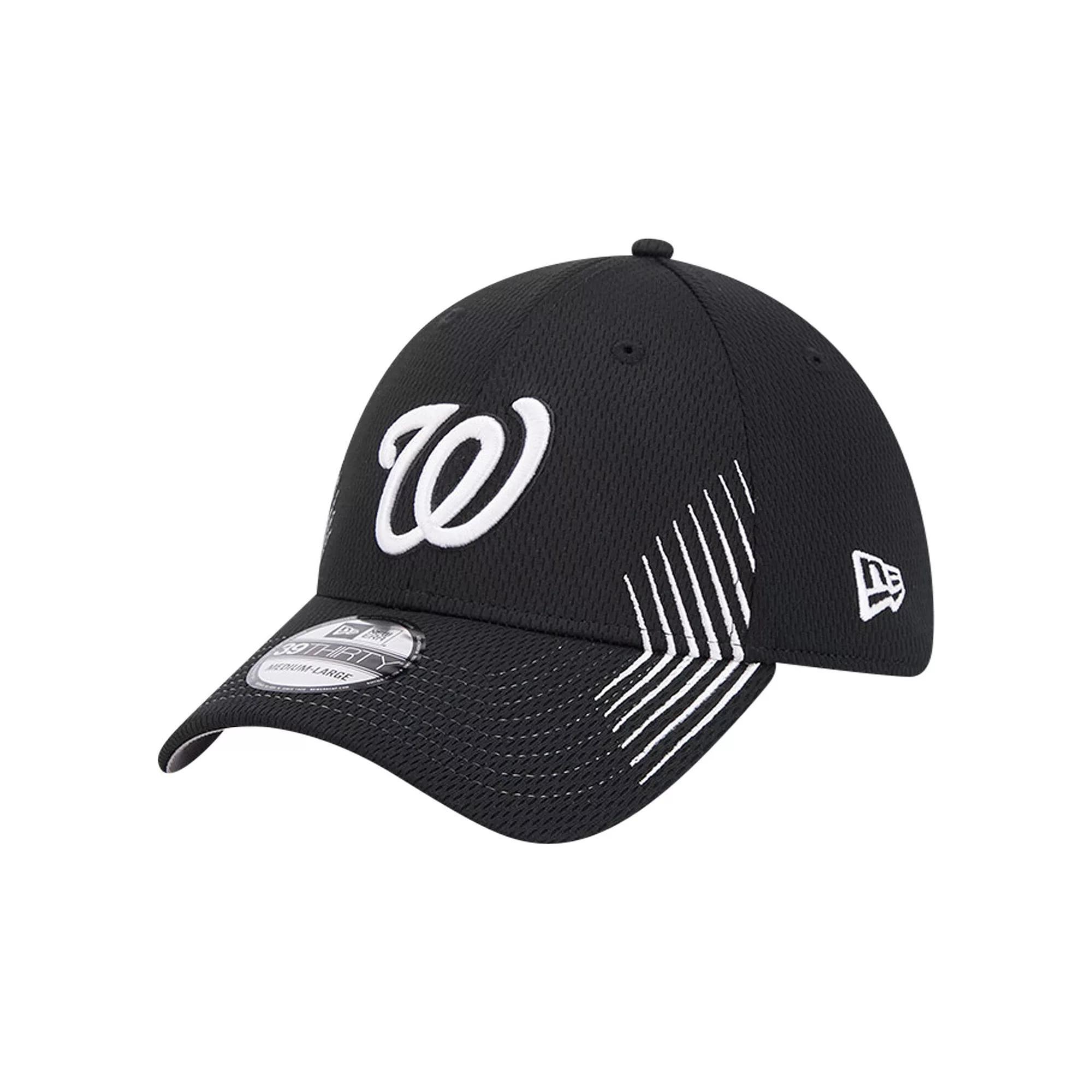 Men's New Era Black Washington Nationals Active Dash Mark 39THIRTY Flex Hat, Size: Large/XL Product Image