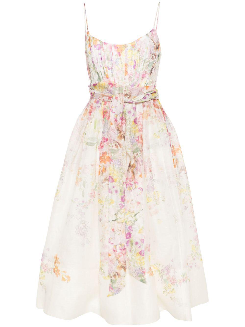 ZIMMERMANN Natura Floral Corset Midi Dress In Kaleidoscope Garden Product Image
