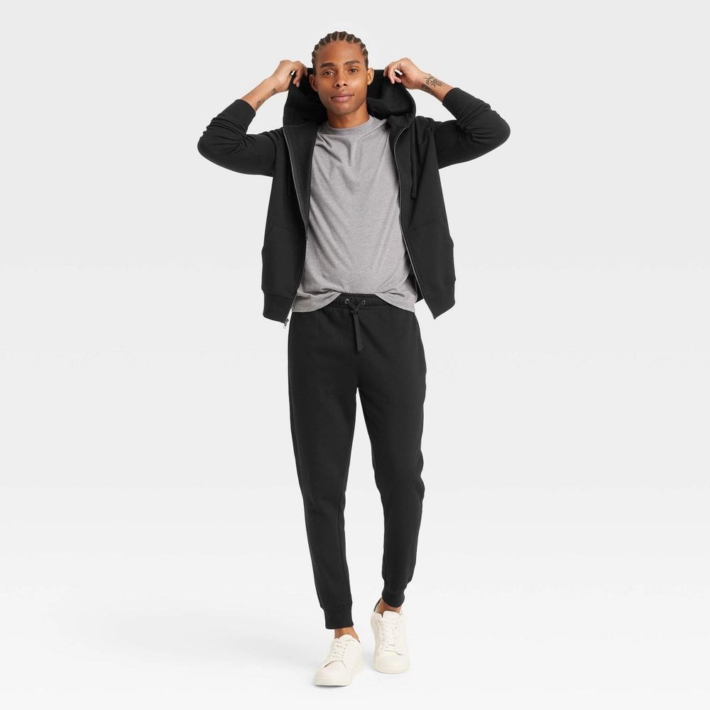 Men's Fleece Jogger Pants - Goodfellow & Co™ Black XL: Midweight, Adjustable Waistband, Tapered Leg Product Image